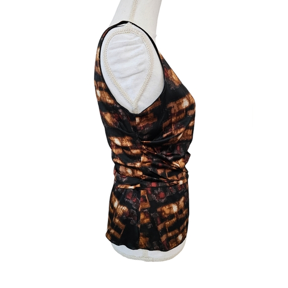 NWT Elie Tahari silk shell blouse gold brown and black size S - Picture 2 of 12